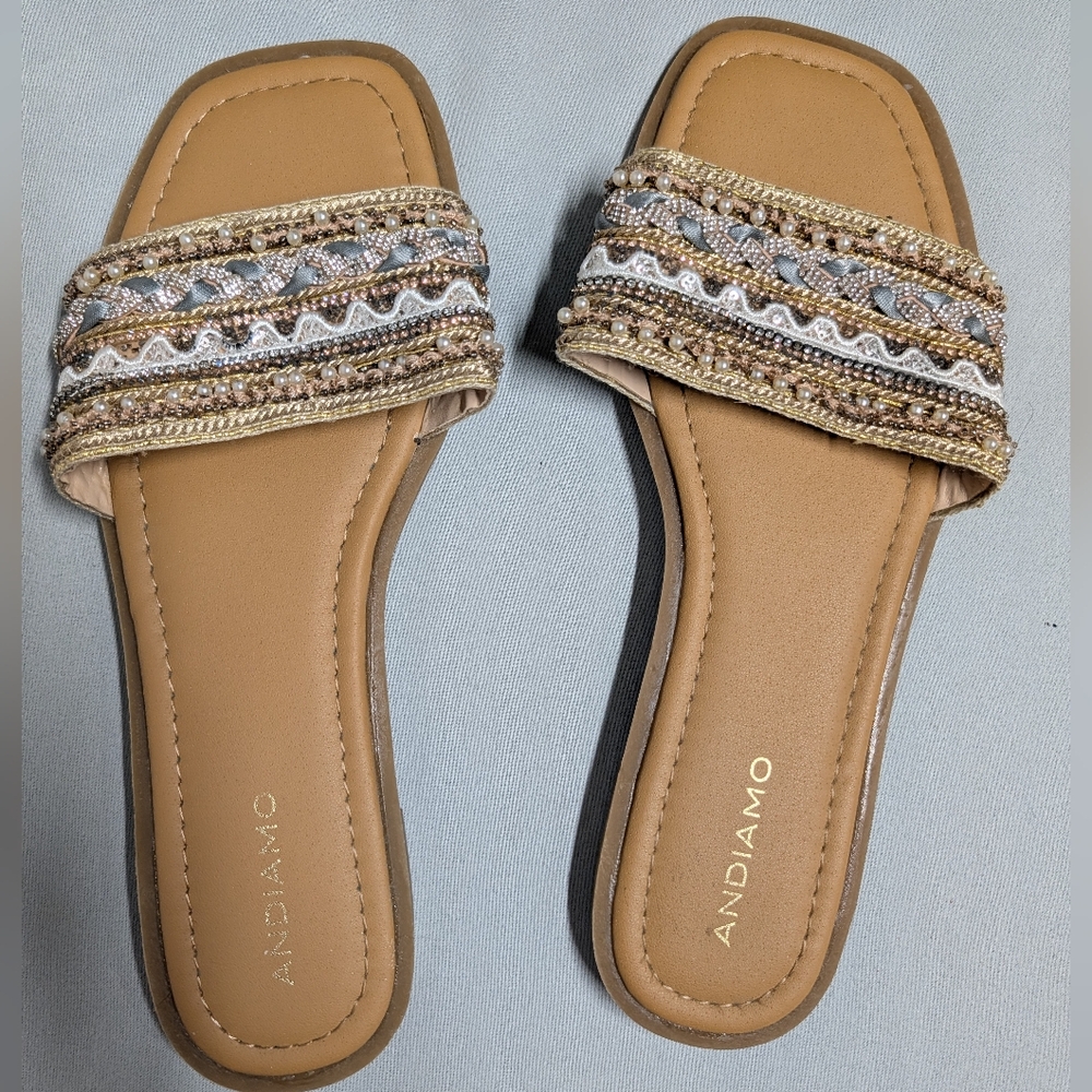 Andiamo Women's Sparkly Embellished Slide Sandals Size 11